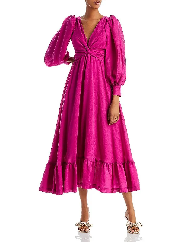 ladies-maxi-dress-delicate-touch-Frida Womens Belted V Neck Maxi Dress