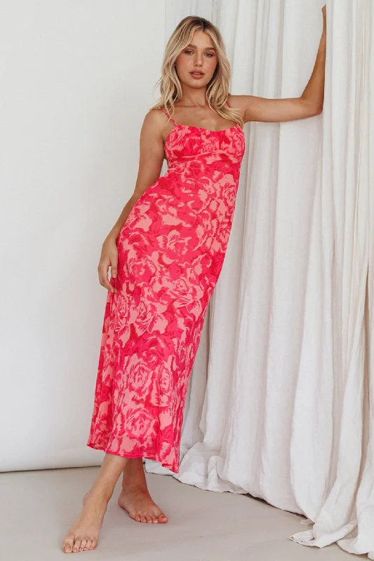 ladies-maxi-dress-tie-front-Nerida Twist Back Maxi Dress Swirl Pink