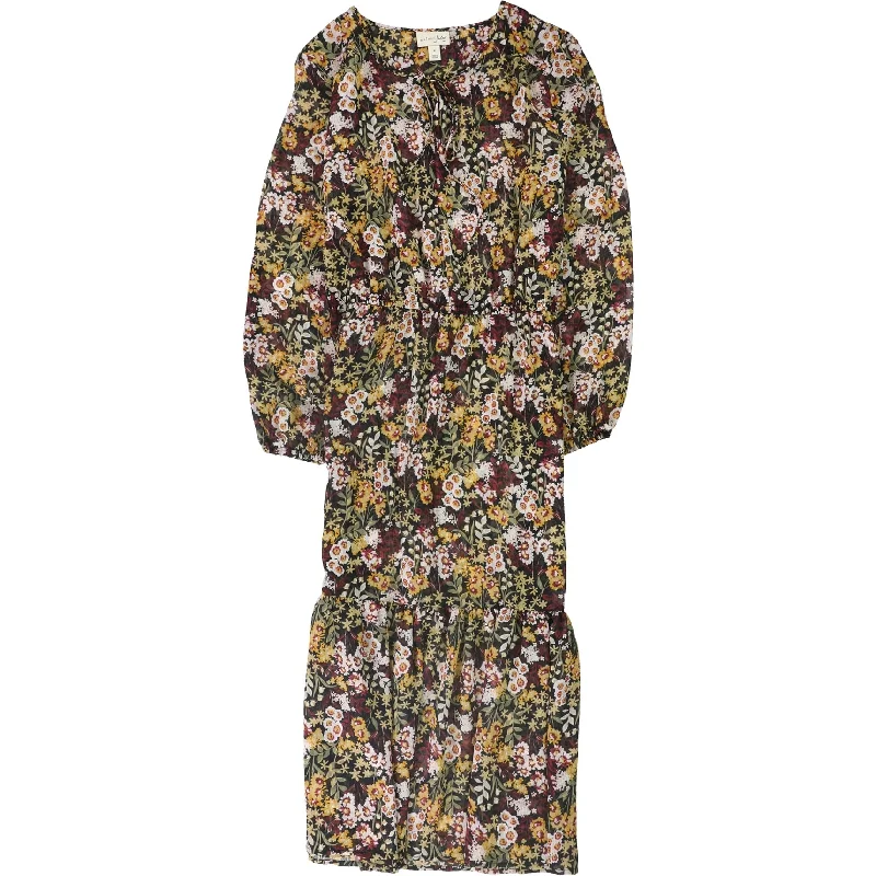 ladies-floral-dress-zipper-front-maison Jules Womens Floral Midi Dress, Multicoloured, Large