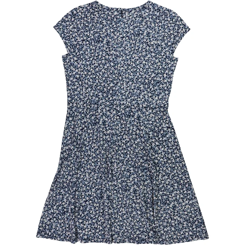 ladies-floral-dress-open-back-Michael Kors Womens Floral Cut-Out A-line Dress, Blue, Medium