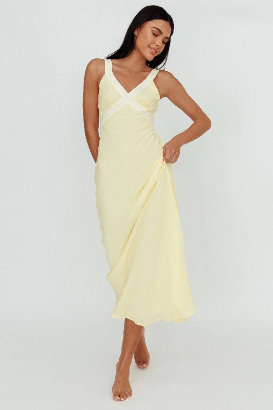 ladies-maxi-dress-sage-green-Zariah V-Neck Maxi Dress Yellow