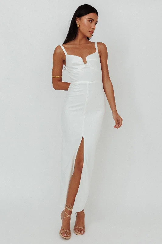 ladies-maxi-dress-influencer-pick-Love To Love Front Split Maxi Dress White