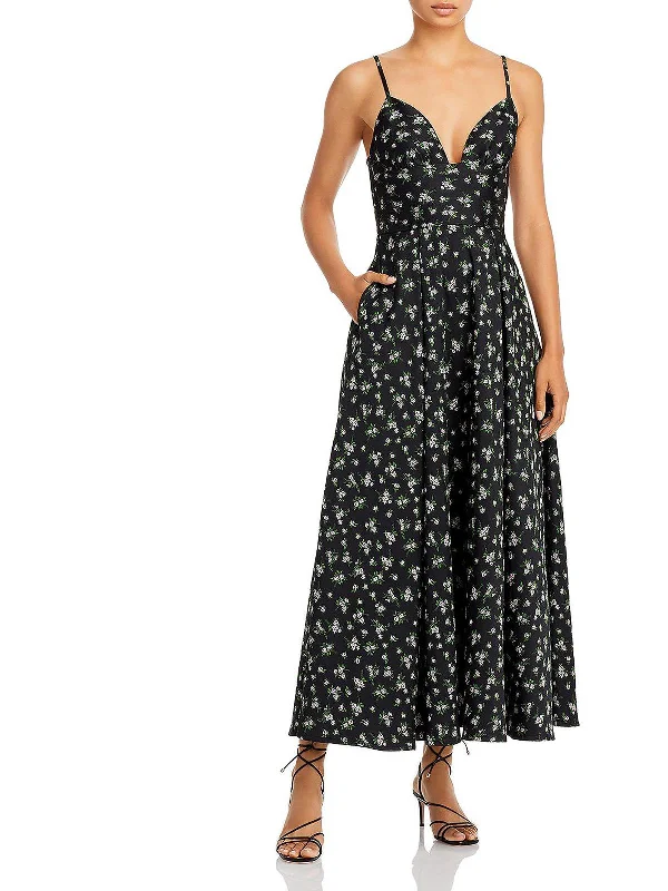 ladies-midi-dress-monochrome-Womens Floral Knit Midi Midi Dress