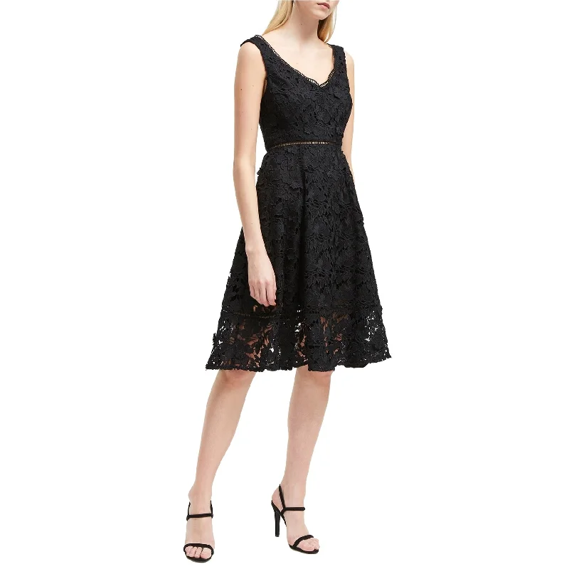 ladies-trumpet-dress-button-detail-French Connection Womens Lace Fit & Flare Dress