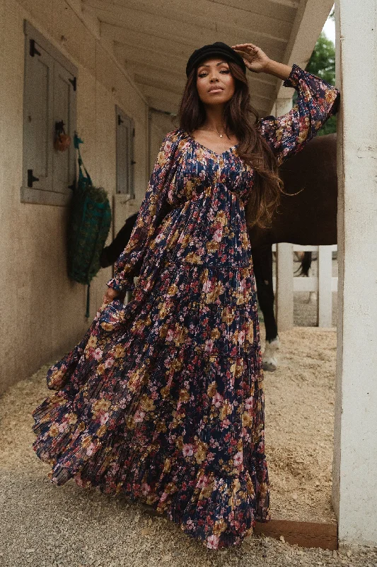 ladies-floral-dress-swing-style-Cassia Dress in Navy Floral - FINAL SALE