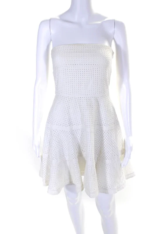 ladies-trumpet-dress-soft-pastel-See by Chloe Womens White Cotton Eyelet Strapless Fit & Flare Dress