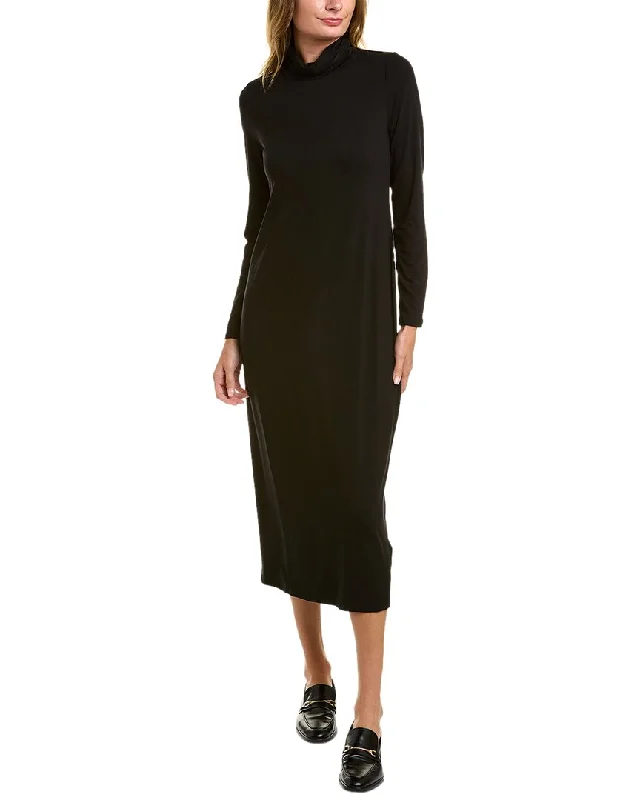 ladies-midi-dress-tie-dye-EILEEN FISHER Scrunched Turtleneck Midi Dress