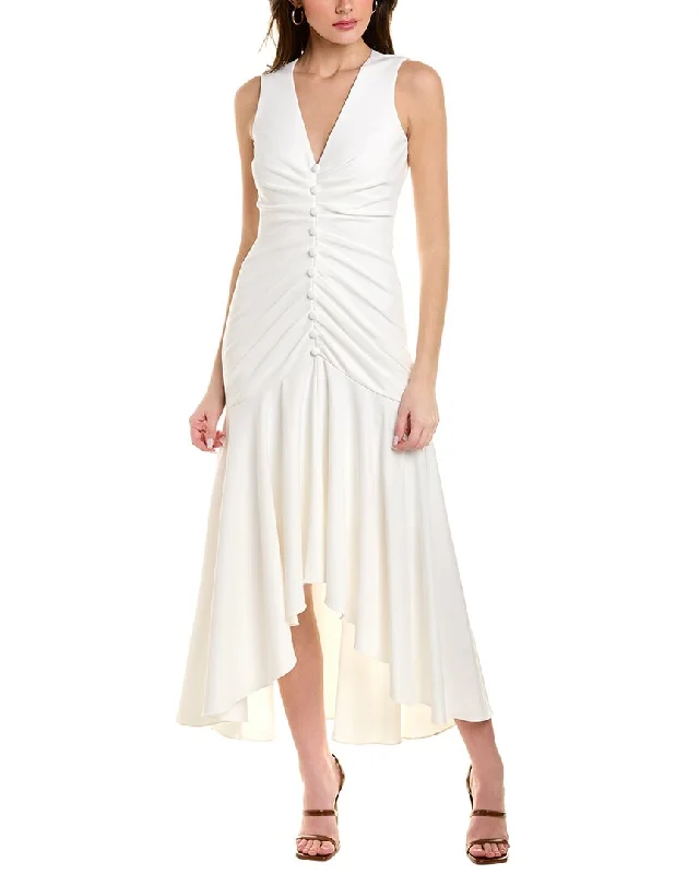 ladies-midi-dress-scoop-neck-Badgley Mischka Ruched Midi Dress