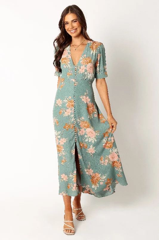 ladies-midi-dress-subtle-charm-Frampton Midi Dress - Blue Floral