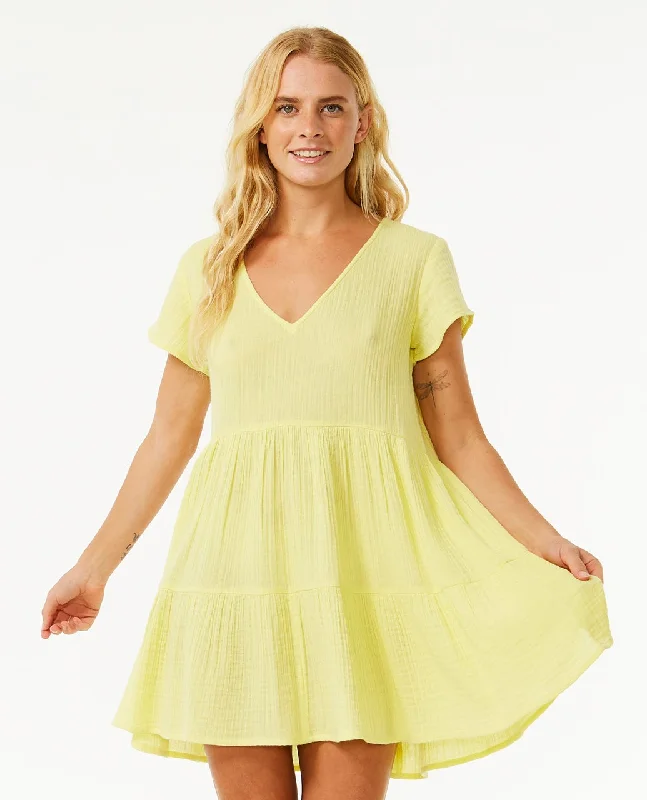 ladies-mini-dress-cowl-neck-Premium Surf Mini Dress - Bright Yellow