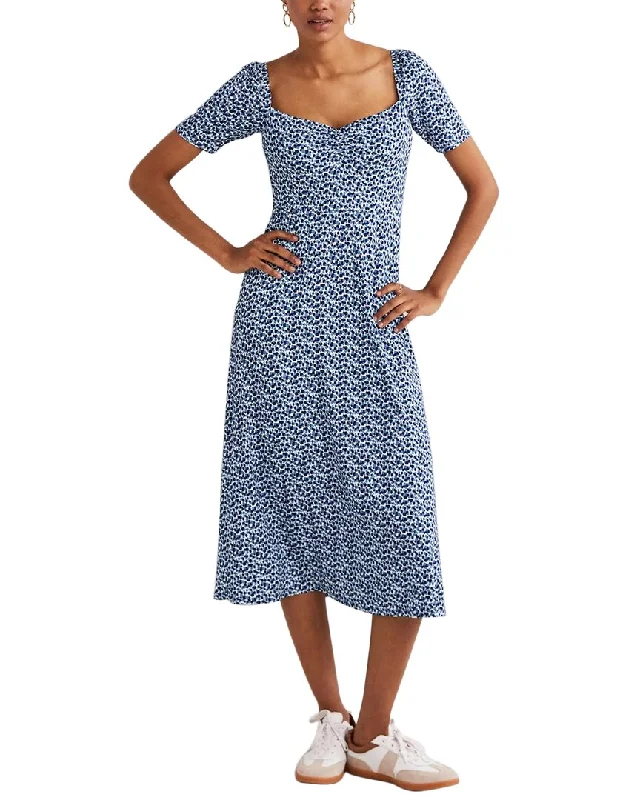 ladies-midi-dress-puff-sleeve-Boden Sweetheart Jersey Midi Dress