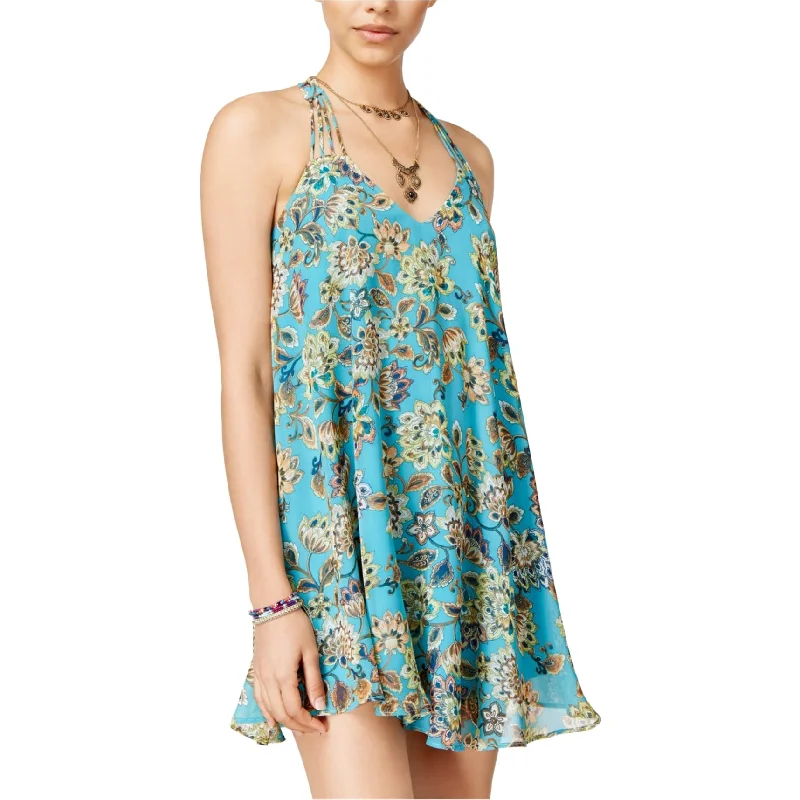 ladies-floral-dress-wildflower-look-Speechless Womens Floral Shift Dress, Blue, X-Small