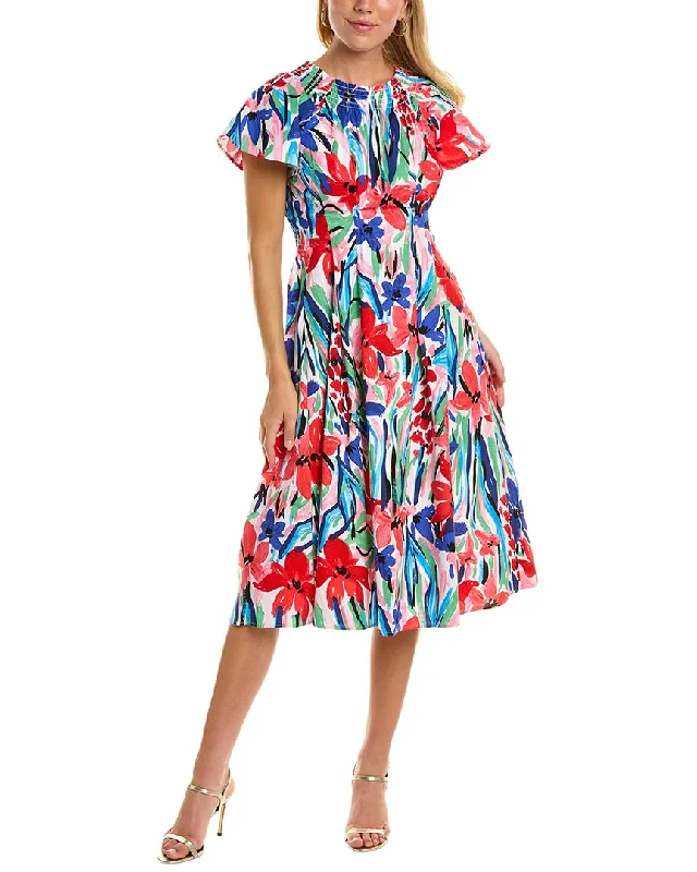 ladies-midi-dress-belted-waist-Maggy London Poplin Midi Dress