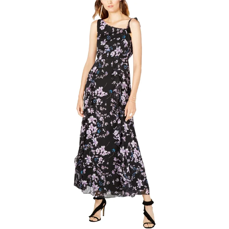 ladies-floral-dress-plunge-neck-I-N-C Womens Floral Maxi Dress