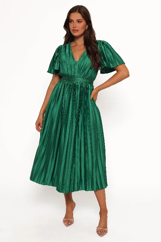 ladies-midi-dress-cocktail-dress-Keelah Midi Dress - Emerald Green