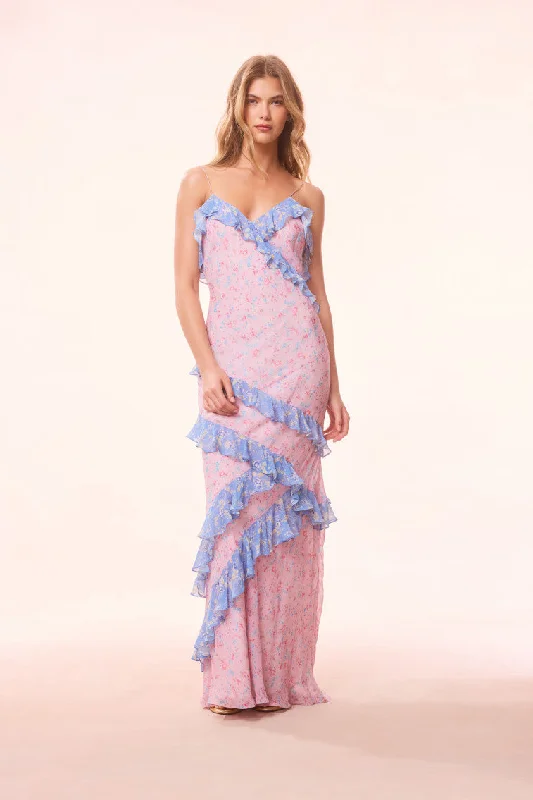 ladies-floral-dress-peach-flowers-Rialto Re-Edition Floral Maxi Dress