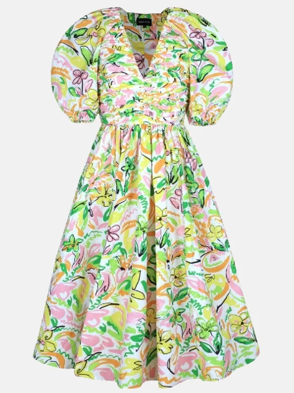 ladies-floral-dress-trendy-fit-Wonderland Floral Taffeta Midi Dress