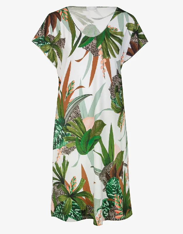 ladies-floral-dress-cocktail-dress-Floral Safari Beach Dress - White Jungle