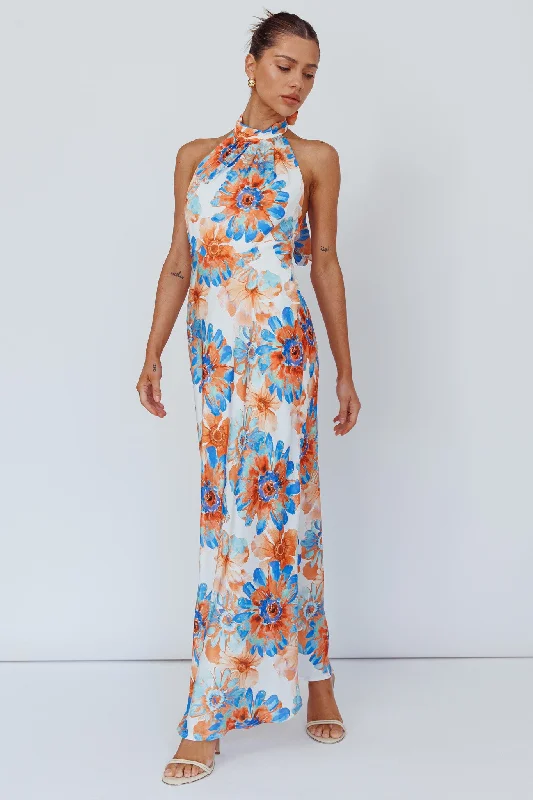 ladies-maxi-dress-summer-style-Shana Halterneck Maxi Dress Flowers Blue