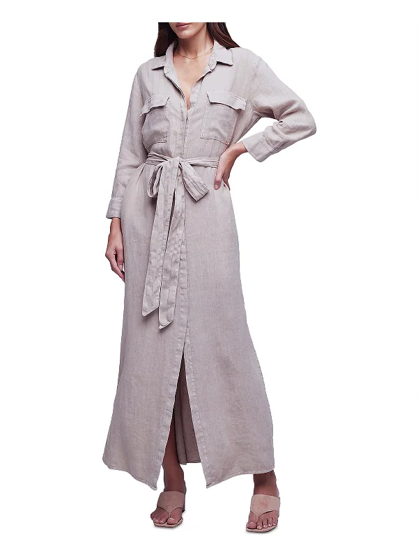 ladies-maxi-dress-cocktail-dress-Womens Linen Maxi T-Shirt Dress