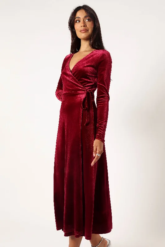 ladies-midi-dress-handmade-Darby Long Sleeve Midi Dress - Burgundy