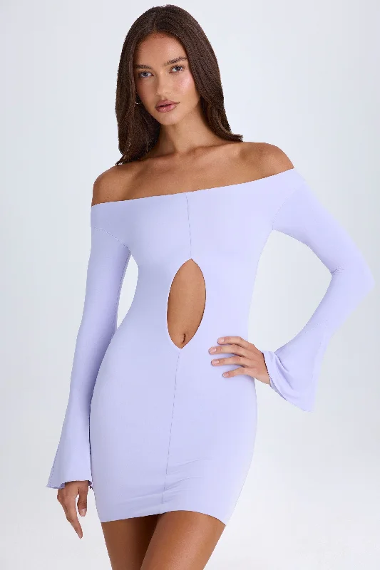 ladies-mini-dress-affordable-price-Off-Shoulder Cut-Out Mini Dress in Soft Lilac