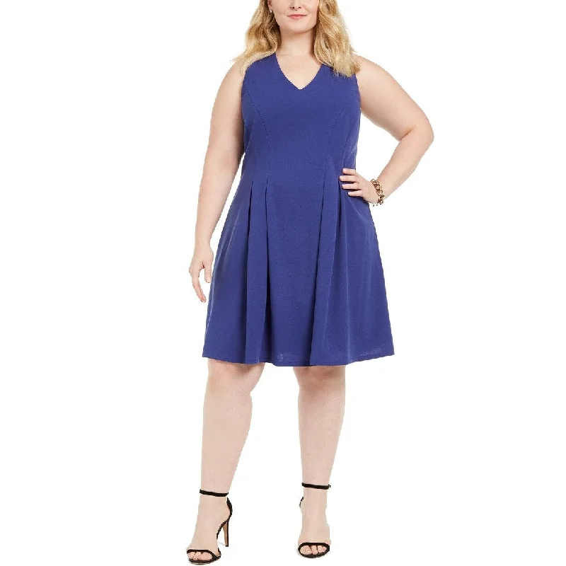 ladies-trumpet-dress-formal-event-Teeze Me Women's Juniors' Plus Size Sleeveless Fit & Flare Dress Blue Size 22