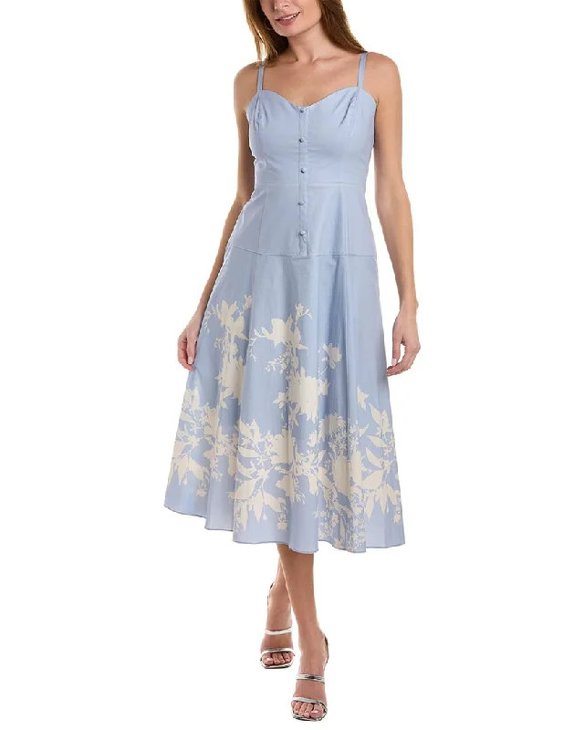 ladies-midi-dress-knit-texture-Marchesa Notte Floral Midi Dress