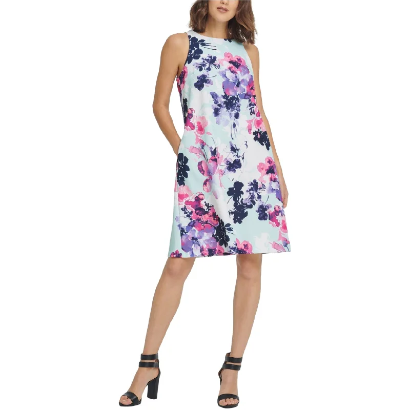 ladies-floral-dress-romantic-vibe-Dkny Womens Floral Trapeze Dress