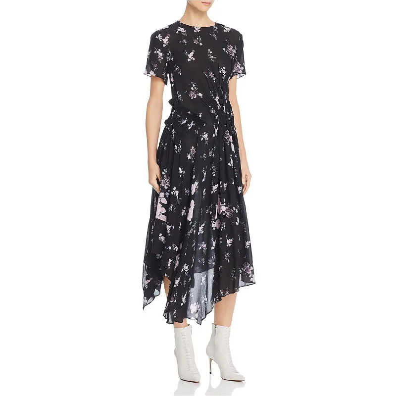 ladies-floral-dress-cotton-blend-Preen Line Womens Lois Floral Midi Dress, Black, Large