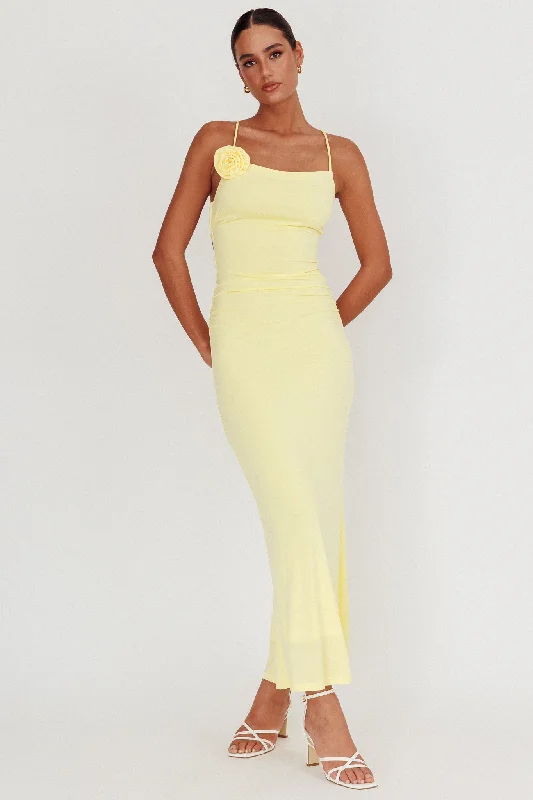 ladies-maxi-dress-beige-classic-Ignite Rosette Backless Maxi Dress Lemon