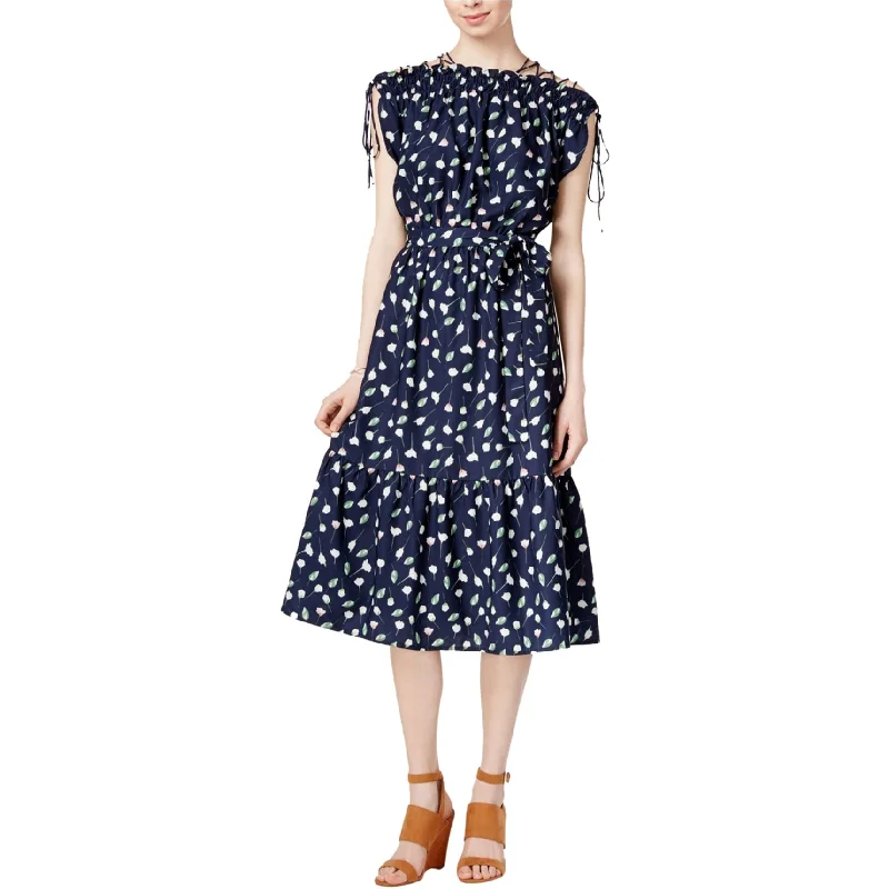 ladies-trumpet-dress-polka-dot-Maison Jules Womens Printed Smocked Fit & Flare Dress