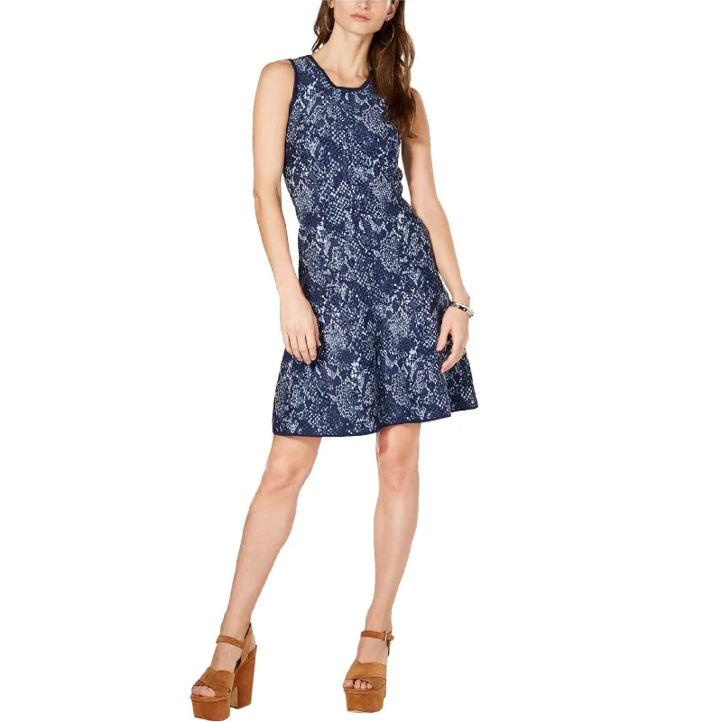 ladies-trumpet-dress-date-night-Michael Kors Womens Sweater Fit & Flare Dress, Blue, XX-Small